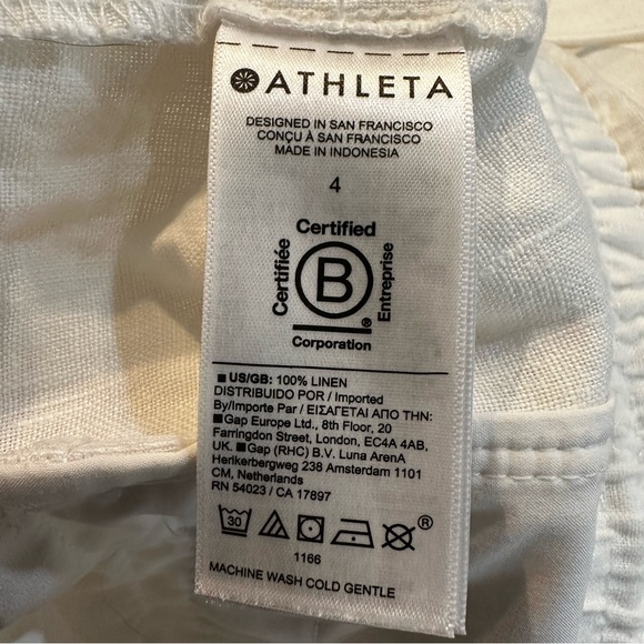 Athleta Women's Retreat Linen Mid Rise Short Size 4 Calla Lily - Picture 10 of 10